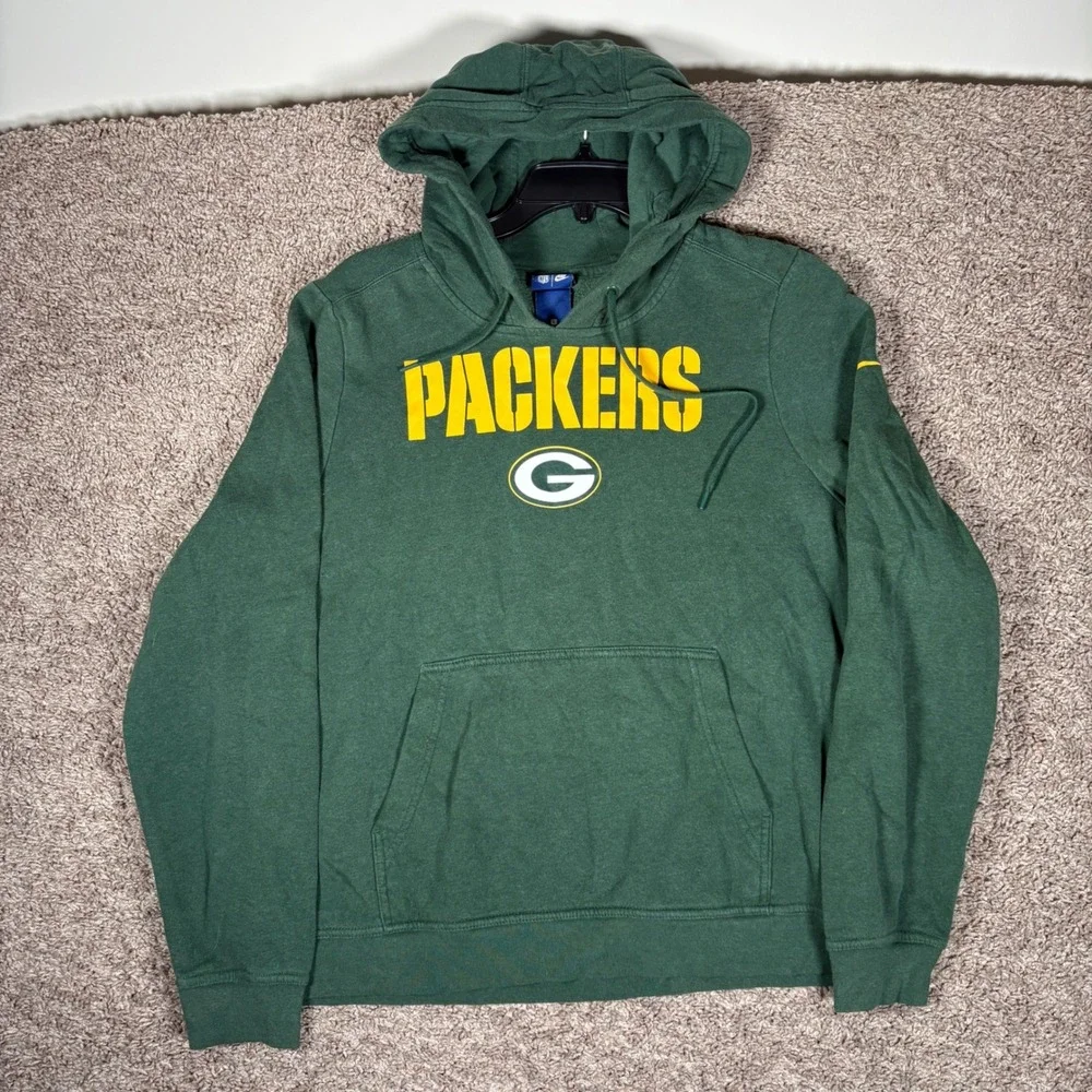 Nike‎ Green Bay Packers NFL Hoodie Womens Large Green Yellow Pullover Sweatshirt